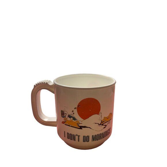 Vintage 80s USA Cartoon Duck Coffee Mugs Funny Slogans Stackable Plastic Handles - Picture 9 of 13